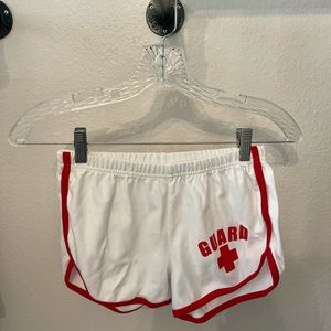 Blarix Lifeguard Shorts. Size: Adult Small. Color: White/Red.